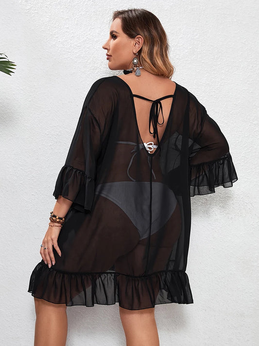 Plus Size Blouse Ruffled Cover-Up Dress
