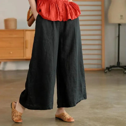 Wide Leg Ankle-length Pants, Casual, Loose Straight Leg, Breathable, High Waist,
