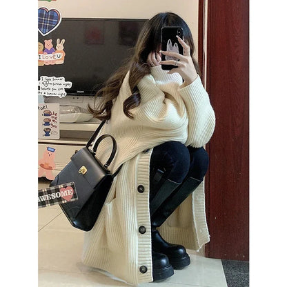 Oversized Cardigan Sweater-Coats, Long, Full Sleeves, V-Neck, Loose  Fit, Button Front. comes in Tan, Gray, Off White
