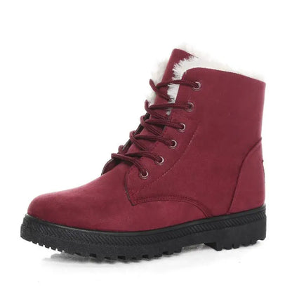 Crestar Winter Snow Boots for Women Warm Fur Lined, Ankle Boots, Lace Up, Non-Slip in Dark and Light Blue, Khaki, Red, and Black