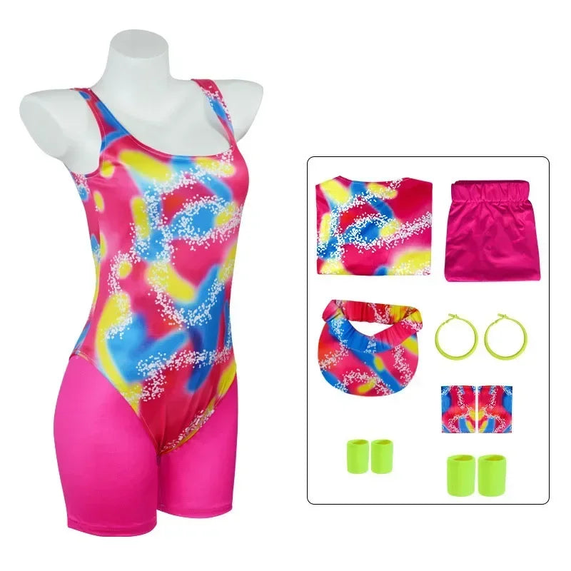 80s Workout Costume for Halloween Includes Hat, Women's Top, Shirt, Shorts