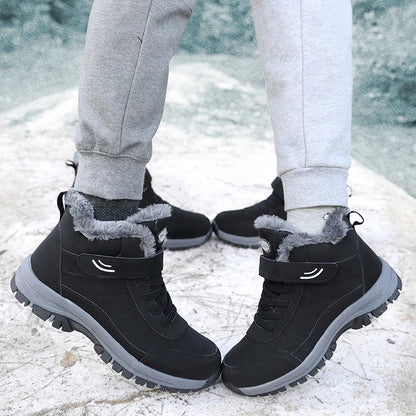 Red or Black Women's Climbing Shoes, Outdoor Sports Cotton Fleece Lined Tie and Strap Closure