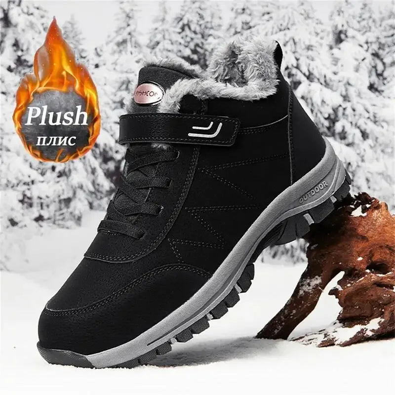 Red or Black Women's Climbing Shoes, Outdoor Sports Cotton Fleece Lined Tie and Strap Closure