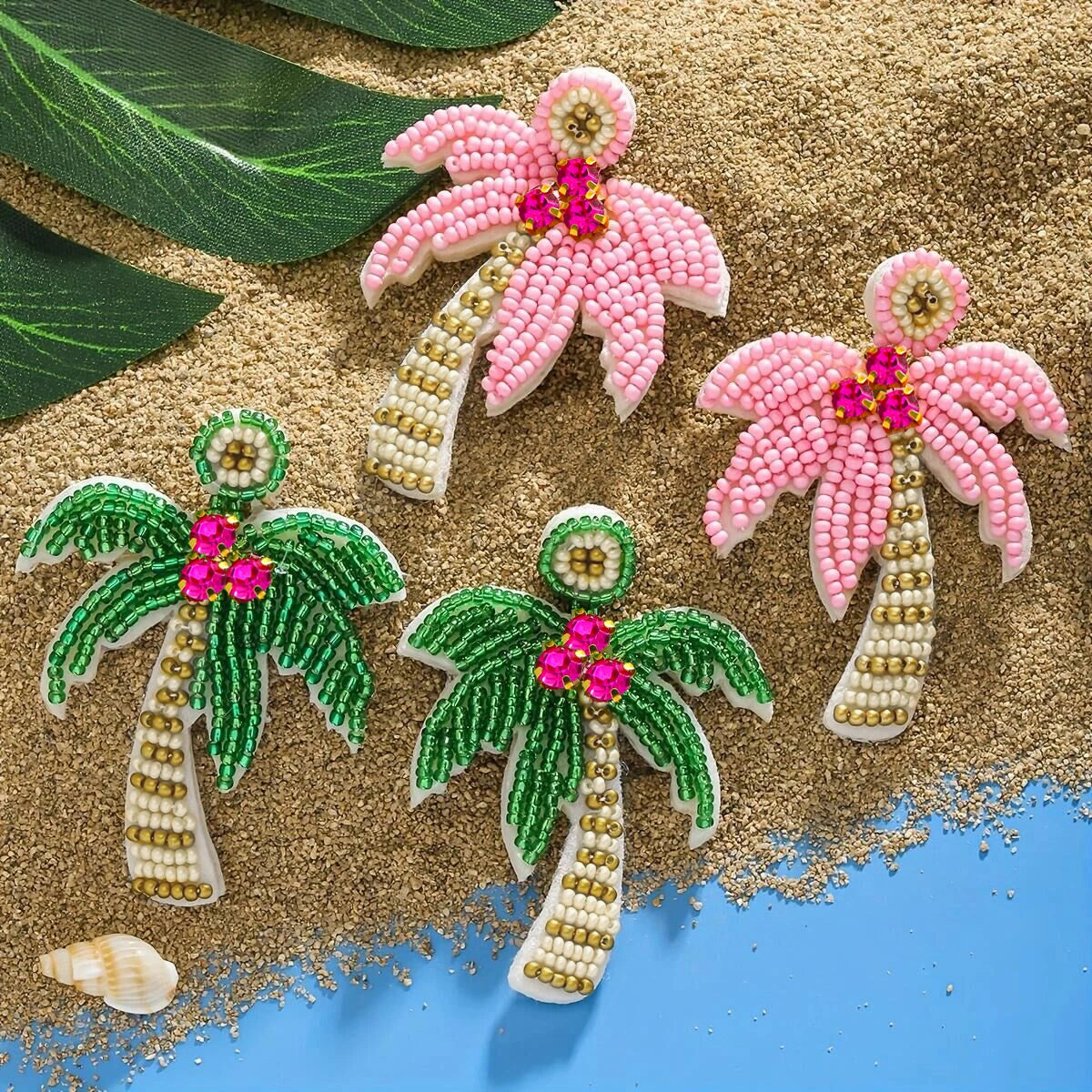Fun Bohemian Handmade Beaded Coconut Trees and Cactus