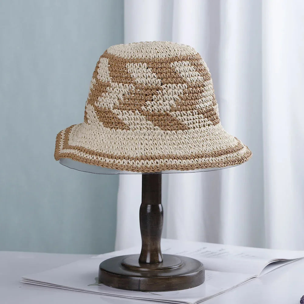 Bright Colored Floweed Crocheted Fisherman Hat