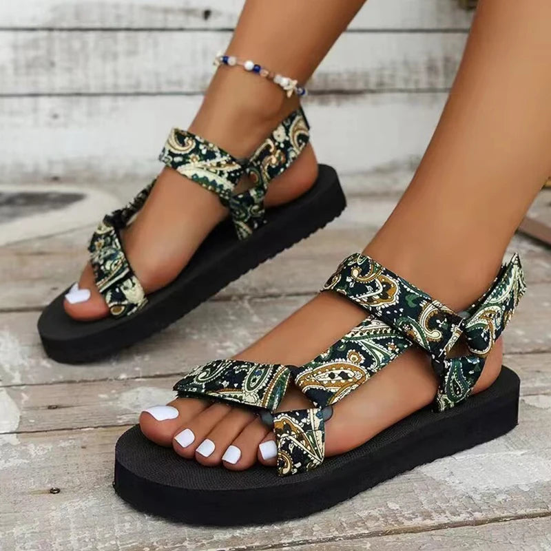 Boho Ankle and Toe Wrap for the perfect fit.  Vivid Boho design. Rubber soles