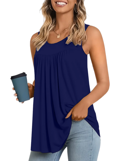 Sizes to 6XL  Loose casual solid color plus size Tank Top.  Available in Black, White, Grey, and Blue