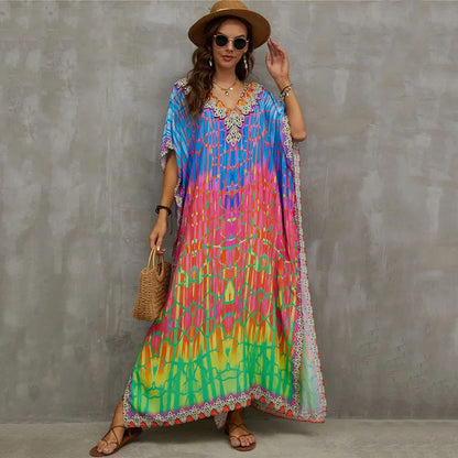 Plus Size Kaftan Dresses for Lounging or Cover-Up at the Beach. Several Designs
