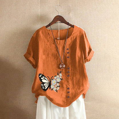 Sizes to 5XL Cotton Linen Vintage T-shirt Casual Loose Long Shirts with rolled sleeves.