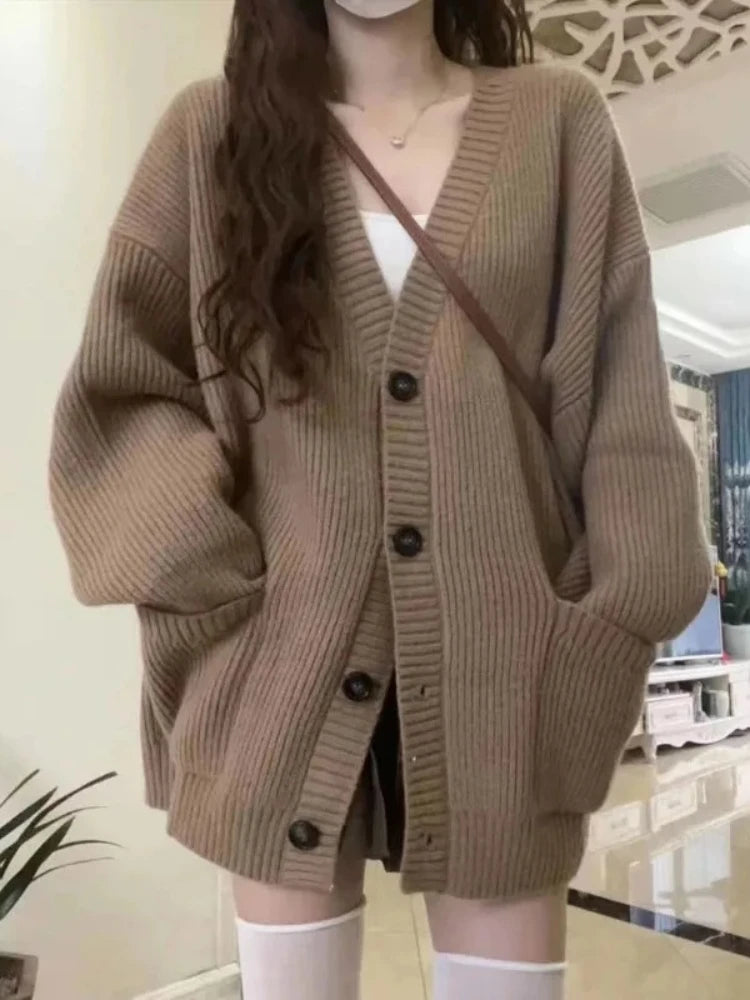 Oversized Cardigan Sweater-Coats, Long, Full Sleeves, V-Neck, Loose  Fit, Button Front. comes in Tan, Gray, Off White