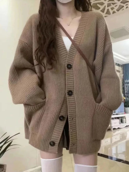 Oversized Cardigan Sweater-Coats, Long, Full Sleeves, V-Neck, Loose  Fit, Button Front. comes in Tan, Gray, Off White