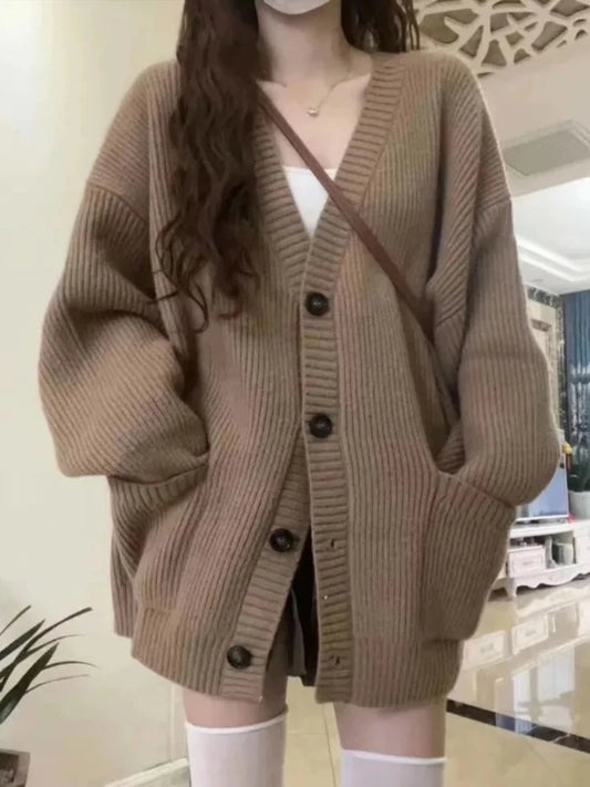 Oversized Cardigan Sweater-Coats, Long, Full Sleeves, V-Neck, Loose  Fit, Button Front. comes in Tan, Gray, Off White