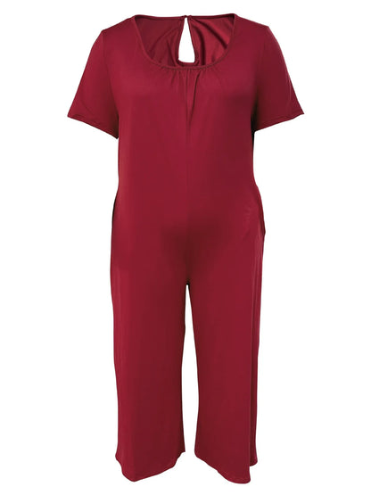 Sizes to 5XL  Jumpsuit, Short Sleeve, U neckline, with pockets. 5 colors
