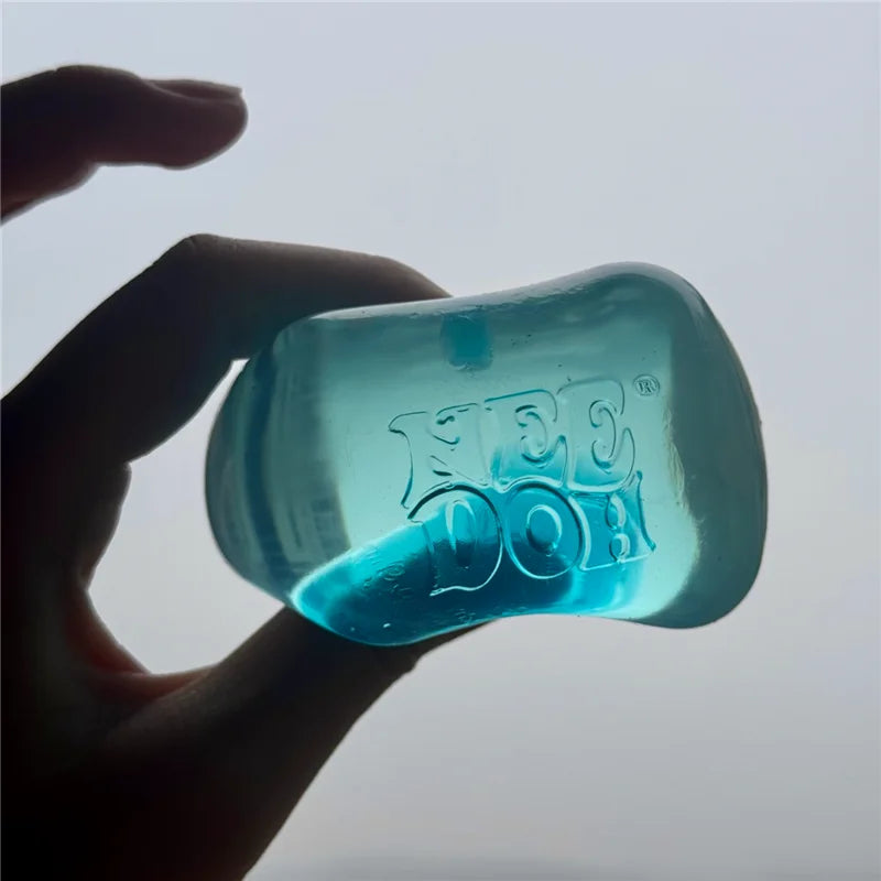 Needoh Nice Clear Cube, Solid Squishy Stress Relief, Squeeze Fidget Toy, Slow Rebound