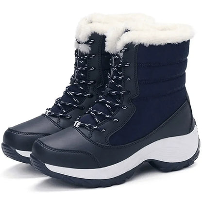 Lightweight Ankle Snow Boots with Slight Platform: Red and White, Tan and White, Navy, and Black
