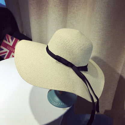 Straw Hat Bowknot Wide Brim Floppy Panama Hats Various colors