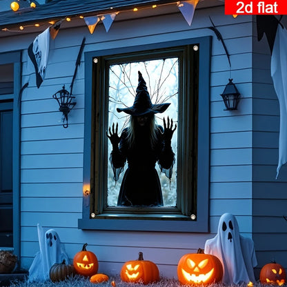 Halloween Witch Window Decor 2D Silhouette  31 by 47 inches
