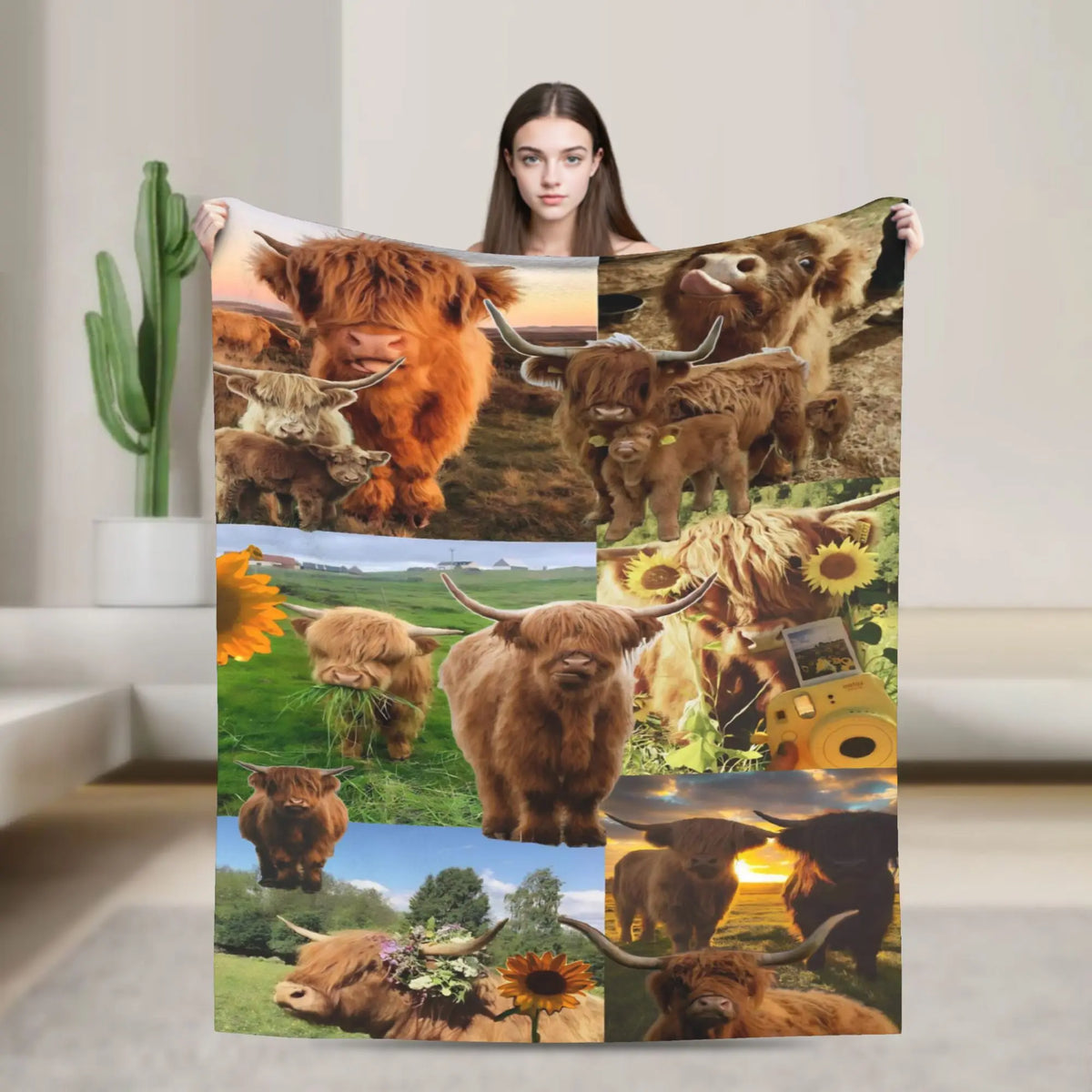 Christmas Highland Cow Fleece Blanket t for Home 150*125cm Piece. 25 Different Prints