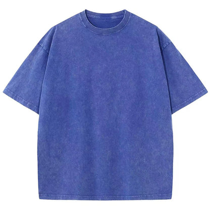 Cotton Washed T-shirt Casual Vintage Short Sleeve