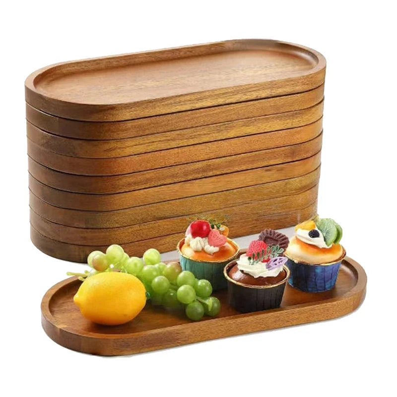 Solid Wood Food Tray Round Rectangle, Snack, Fruit,  Bread Board