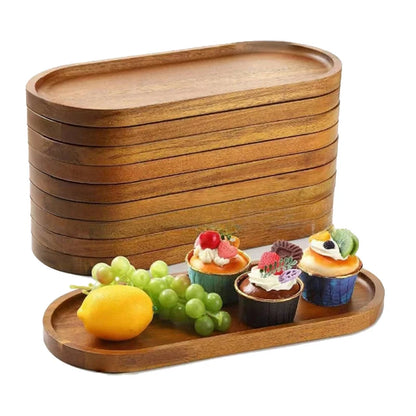 Solid Wood Food Tray Round Rectangle, Snack, Fruit,  Bread Board