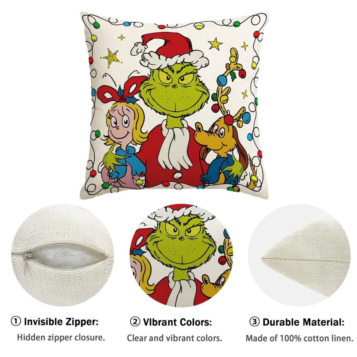 Merry Christmas Throw Pillow Cover, 18 × 18 Inch, Cover Only