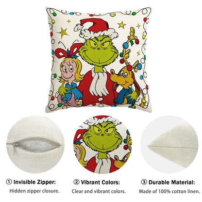 Merry Christmas Throw Pillow Cover, 18 × 18 Inch, Cover Only