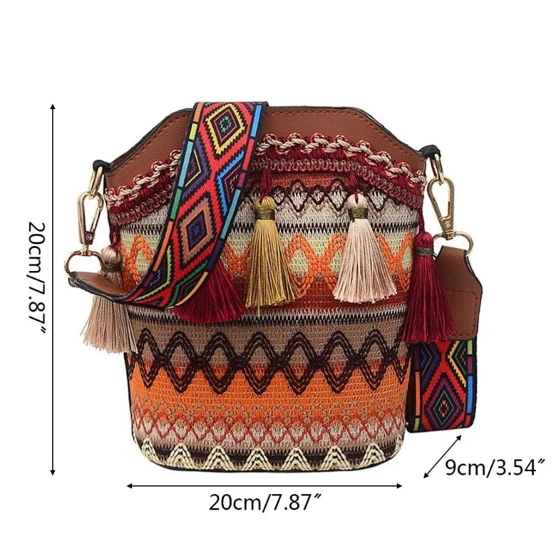 Vintage Handwoven Crossbody Bag Hippie Sling Shoulder Bag