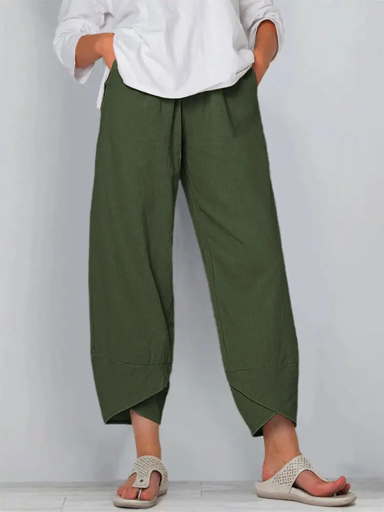 18 Solid and Patterned Cotton Linen Harem Pants, Wide Leg Trousers with Pockets
