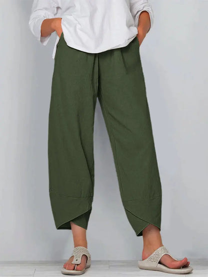 18 Solid and Patterned Cotton Linen Harem Pants, Wide Leg Trousers with Pockets
