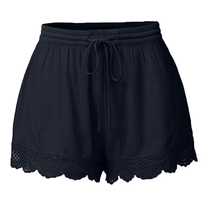 Plus Size to 5XL Ladies’ Casual Versatile Drawstring, Lace hem ,drawstring elastic waist