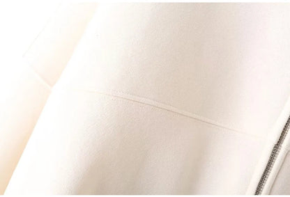 Warm 2 Piece Sweatsuits, Thick Fleece, Zipper Jacket, Batwing Sleeves, Clean Lines