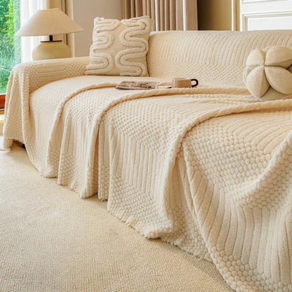 1pc Bohemian Jacquard Warm Tuffed Fleece Sofa Blanket