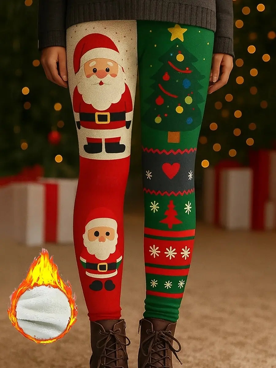 Christmas Leggings, Full Length Pants, Thermal Warm, Comfy and Stretchy