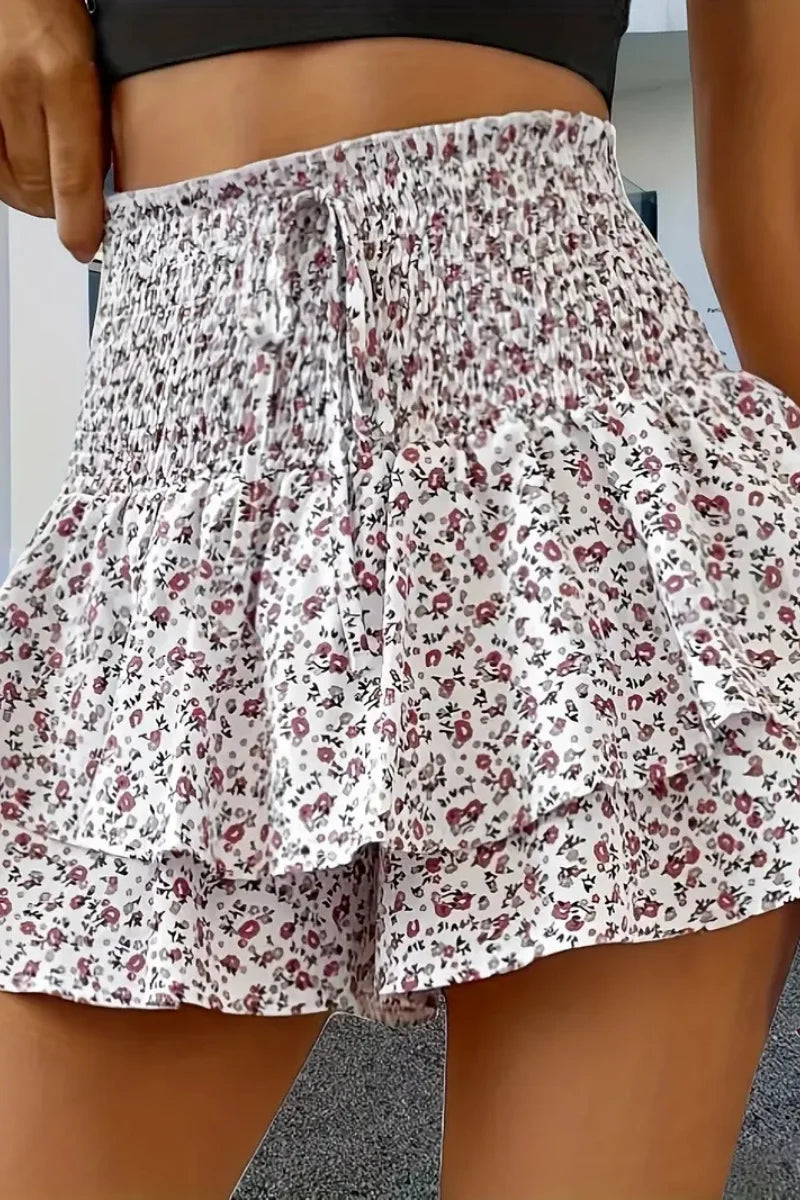 Sizes to 2XL in various designs small,  floral  shorts, Appear as a skirt, Elastic Waist