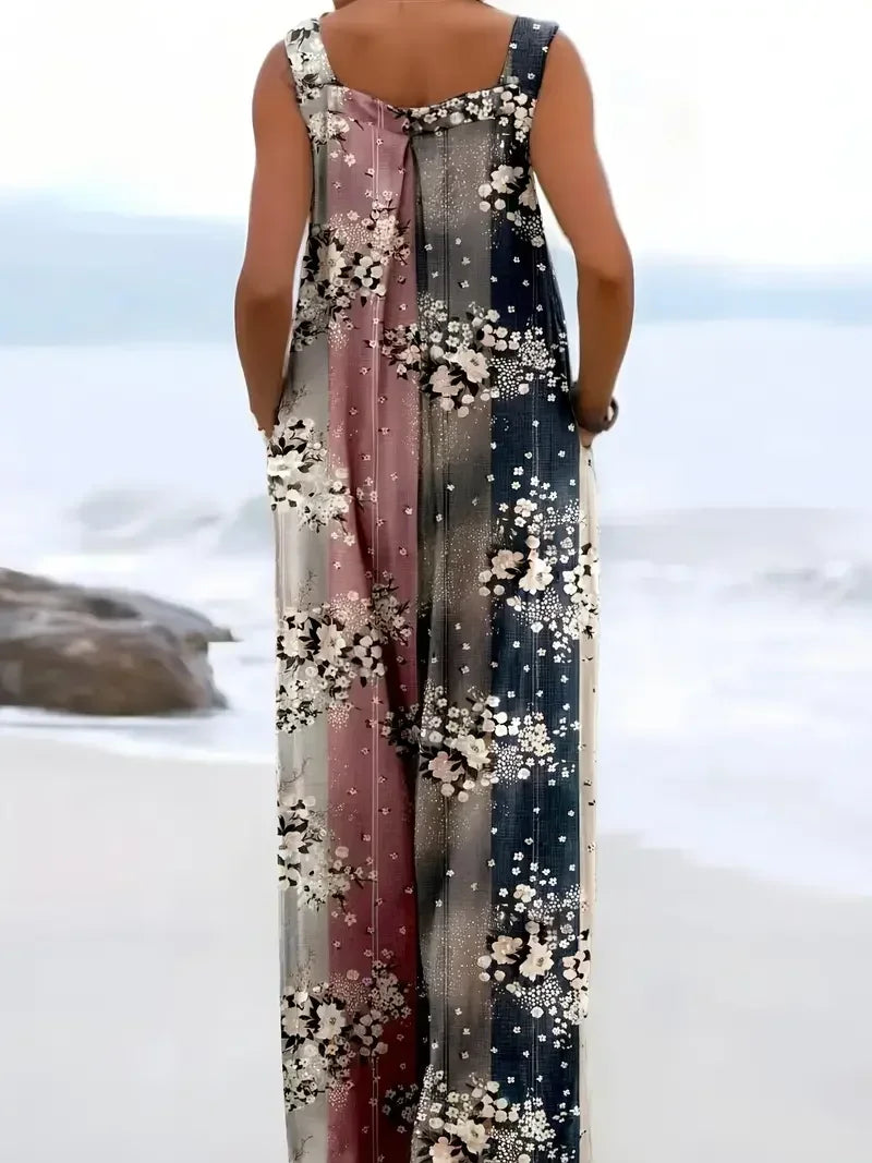 Sizes to 5XL Floral Print Loose Overalls Casual Suspender Wide-Leg Jumpsuit