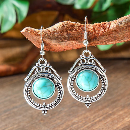 Vintage Tibetan Silver Geometric Turquoise Drop Dangle Earrings. 34 Variations
