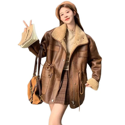 Thick Warm Solid Suede Reversible Loose Outer Coat