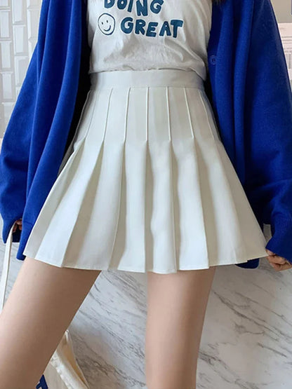Sizes to 3XL, Pleated Skirt, High Waist, Zipper Closure, Mini-Skirts