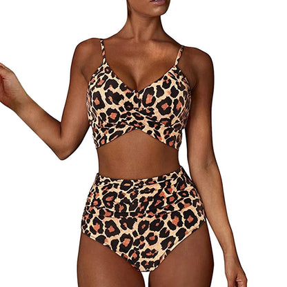 Sizes to 2XL, 12 Colors, Slimming Bikini Set, High Waisted Swimwear, 2 Pieces