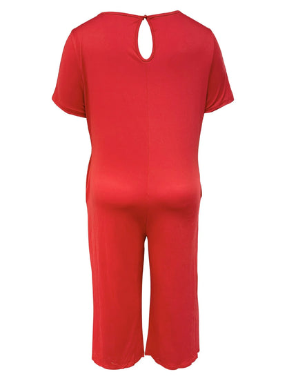 Sizes to 5XL  Jumpsuit, Short Sleeve, U neckline, with pockets. 5 colors