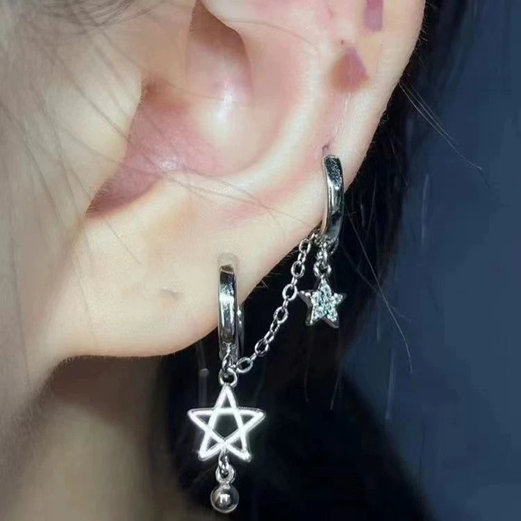 1 PC Pierced ear chain connecting 2 interesting earrings. Punk Jewelry