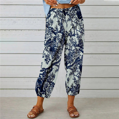 Boho Tie Dye Print Harem Pants in 8 Designs - Elastic Drawstring Waist Casual Cropped Trousers