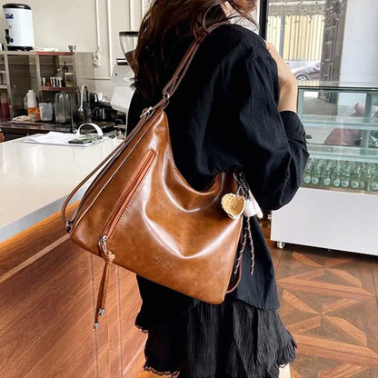 Multifunctional Crossbody Tote Bag Feaux Leather in Black or Brown