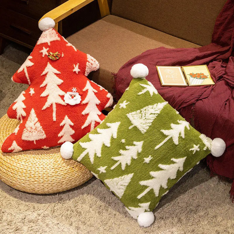 Christmas Tree Stuffed Throw Pillow or  Square, Tree Printed Pillows