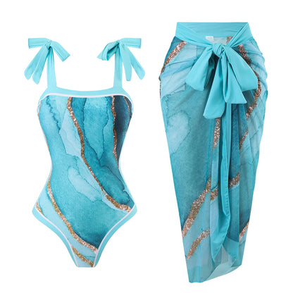 Custom-Made Digital Printed One-Piece Swimsuit with skirt cover-Up 5 different prints