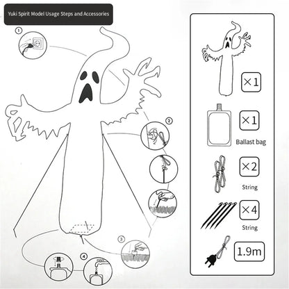 Halloween Inflatable Ghost, LED Light-up Ghost Decoration, Prop for Yard,