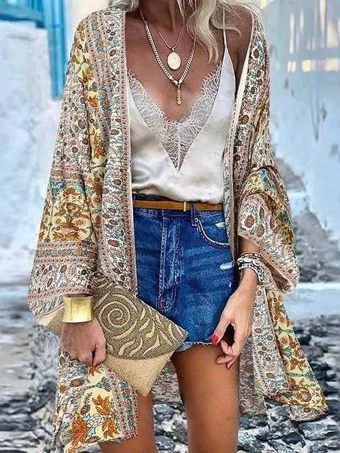Women's Boho Blouse Cardigan Top, Casual Cover-Up in 12 designs