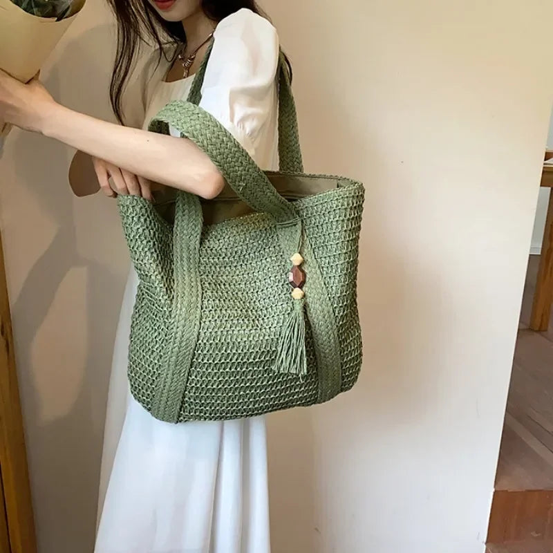 Retro Large Capacity Straw Tote Bag