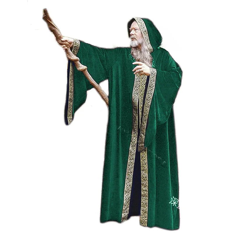 Medieval Wizard Cloak, Adult Hooded (Cane not Included)